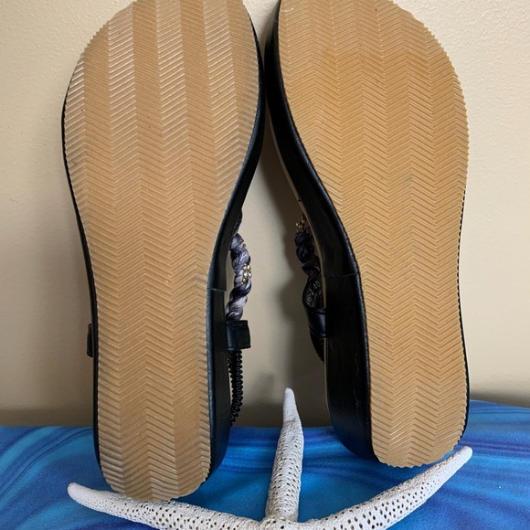 SIKETU ladies fabric rhinestone embellished wedge thong in size 9. LNWOT - Picture 5 of 10